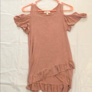 Cold shoulder top pink and grey color